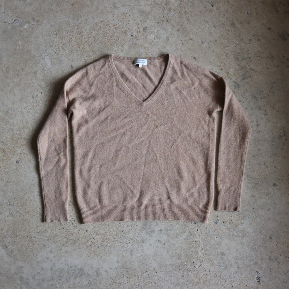 White + Warren Essentials 100% Cashmere V-Neck Sweater Small